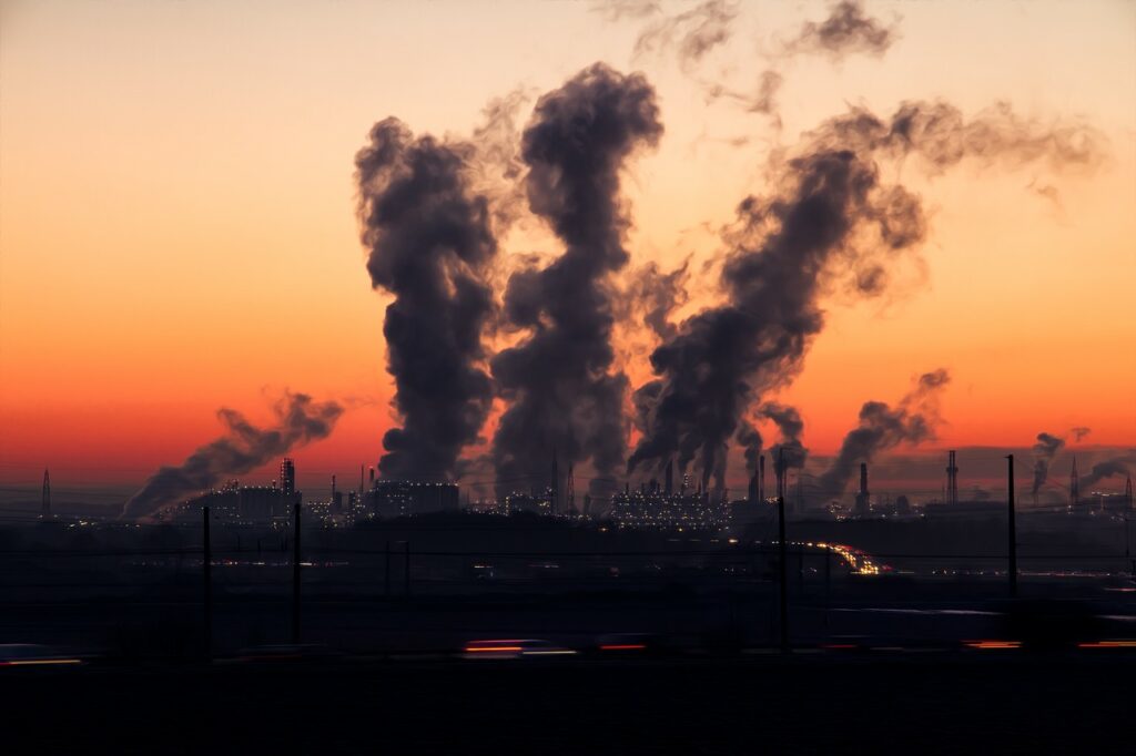 industry, sunset, pollution, dusk, twilight, smoke, nature, fumes, air pollution, industrial plant, sunrise, chimney, smog, evening sky, power plant, exhaust, factory